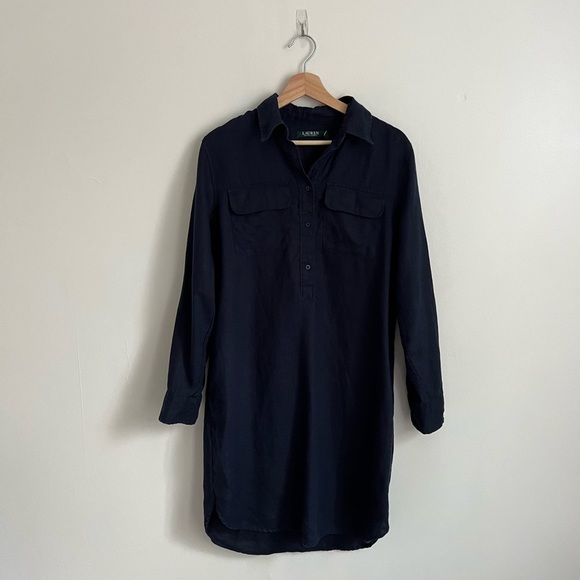 Lauren Ralph Lauren Dresses & Skirts - Lauren Ralph Lauren Dark Navy Linen Shirt Dress